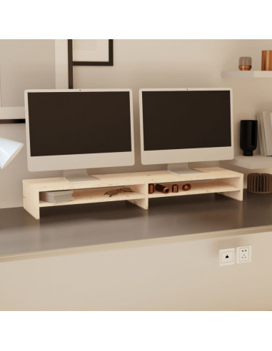 Supporto per Monitor 100x24x13 cm in Legno Massello di Pino