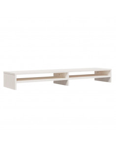 Supporto per Monitor Bianco 100x24x13 cm Legno Massello di Pino 2