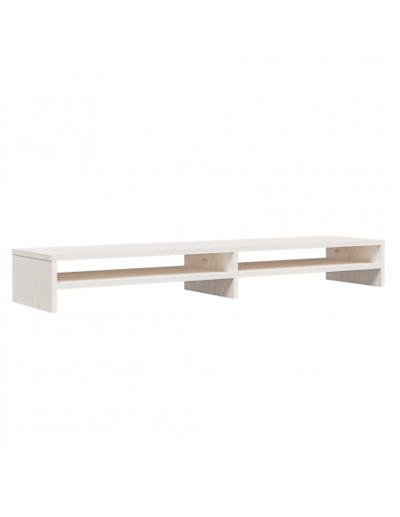 Supporto per Monitor Bianco 100x24x13 cm Legno Massello di Pino