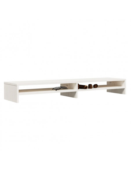 Supporto per Monitor Bianco 100x24x13 cm Legno Massello di Pino