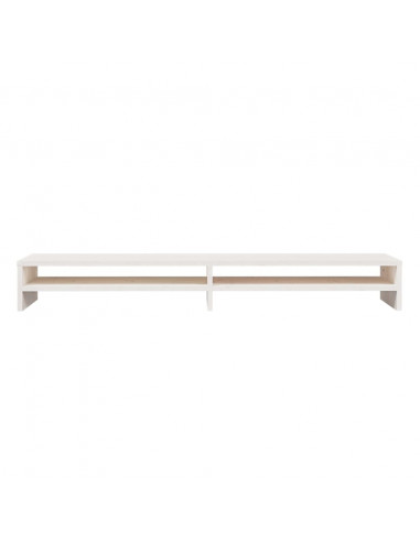 Supporto per Monitor Bianco 100x24x13 cm Legno Massello di Pino