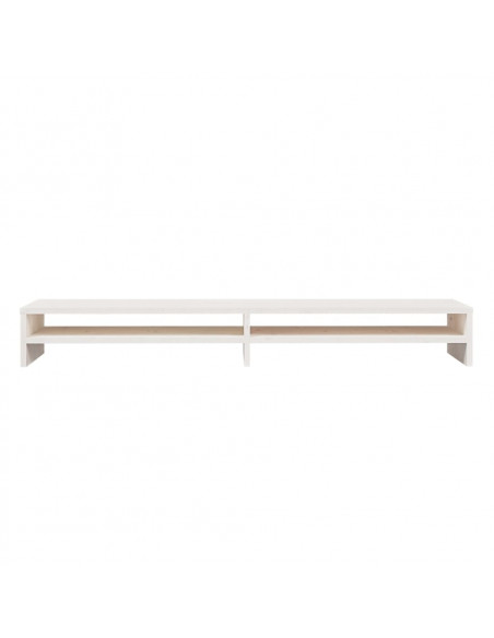 Supporto per Monitor Bianco 100x24x13 cm Legno Massello di Pino