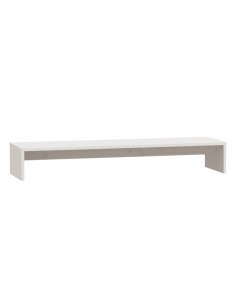 Supporto per Monitor Bianco 100x27x15 cm Legno Massello di Pino 2