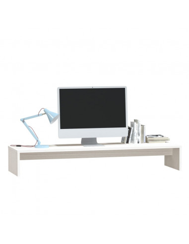 Supporto per Monitor Bianco 100x27x15 cm Legno Massello di Pino