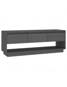 Mobile Porta TV Grigio 110,5x34x40 cm in Legno Massello di Pino 2