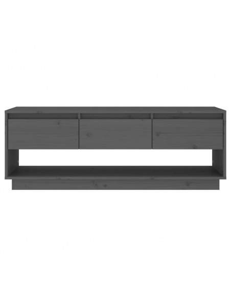 Mobile Porta TV Grigio 110,5x34x40 cm in Legno Massello di Pino