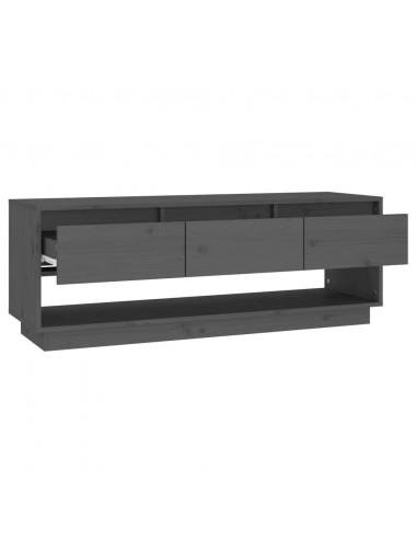 Mobile Porta TV Grigio 110,5x34x40 cm in Legno Massello di Pino