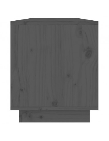 Mobile Porta TV Grigio 110,5x34x40 cm in Legno Massello di Pino