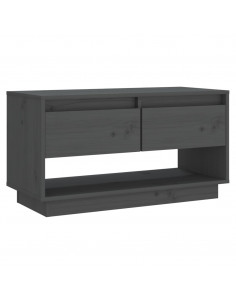 Mobile Porta TV Grigio 74x34x40 cm in Legno Massello di Pino 2