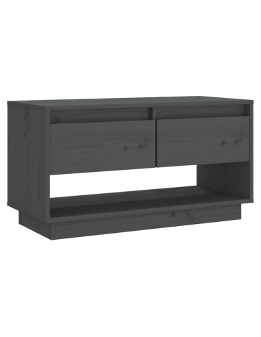 Mobile Porta TV Grigio 74x34x40 cm in Legno Massello di Pino