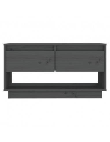 Mobile Porta TV Grigio 74x34x40 cm in Legno Massello di Pino