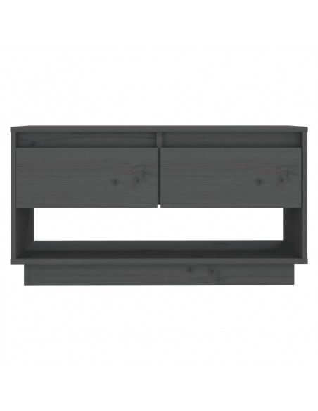 Mobile Porta TV Grigio 74x34x40 cm in Legno Massello di Pino