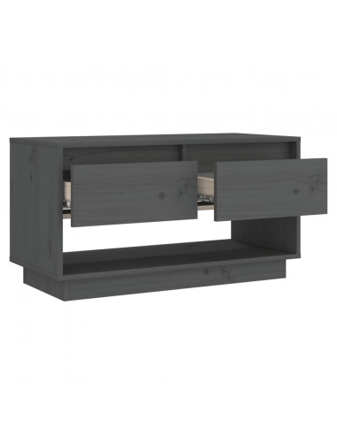 Mobile Porta TV Grigio 74x34x40 cm in Legno Massello di Pino