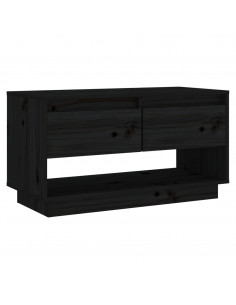 Mobile Porta TV Nero 74x34x40 cm in Legno Massello di Pino 2