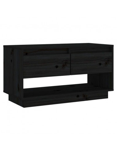 Mobile Porta TV Nero 74x34x40 cm in Legno Massello di Pino