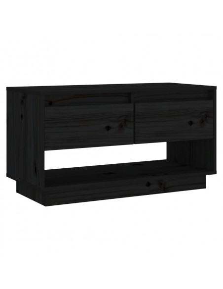 Mobile Porta TV Nero 74x34x40 cm in Legno Massello di Pino