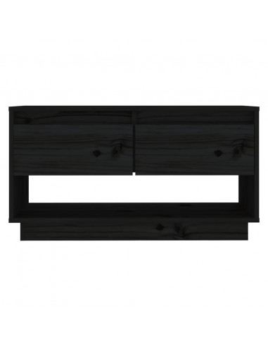Mobile Porta TV Nero 74x34x40 cm in Legno Massello di Pino
