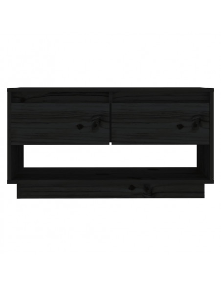 Mobile Porta TV Nero 74x34x40 cm in Legno Massello di Pino