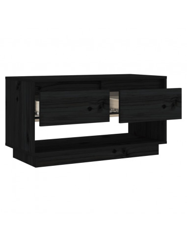Mobile Porta TV Nero 74x34x40 cm in Legno Massello di Pino