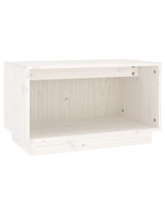 Mobile Porta TV Bianco 60x35x35 cm in Legno Massello di Pino 2