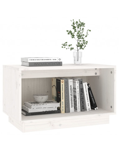 Mobile Porta TV Bianco 60x35x35 cm in Legno Massello di Pino