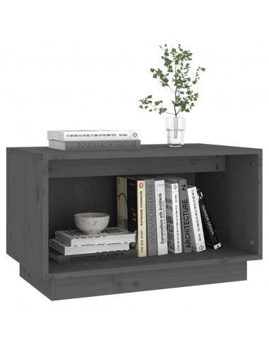 Mobile Porta TV Grigio 60x35x35 cm in Legno Massello di Pino