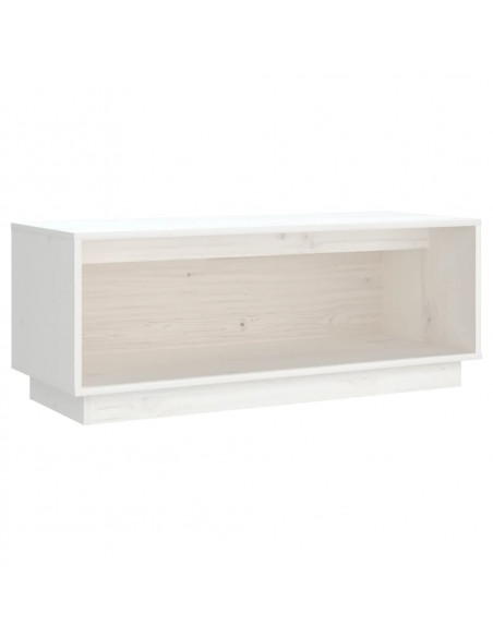Mobile Porta TV Bianco 90x35x35 cm in Legno Massello di Pino