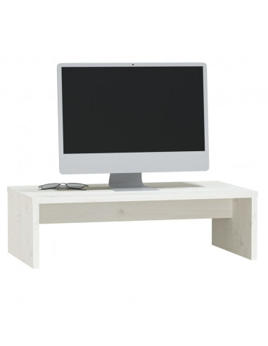 Supporto per Monitor Bianco 50x27x15 cm Legno Massello di Pino