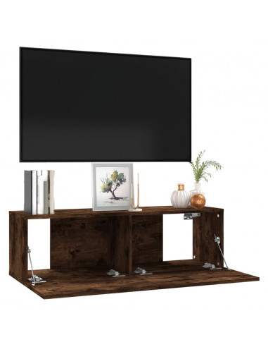 Mobile TV a Parete Rovere Fumo 100x30x30cm Legno Ingegnerizzato