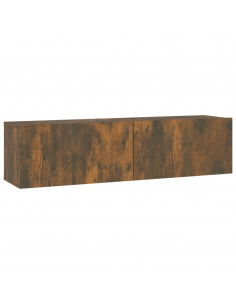 Mobile TV a Parete Rovere Fumo 120x30x30cm Legno Ingegnerizzato 2