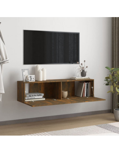Mobile TV a Parete Rovere Fumo 120x30x30cm Legno Ingegnerizzato