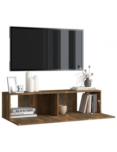 Mobile TV a Parete Rovere Fumo 120x30x30cm Legno Ingegnerizzato