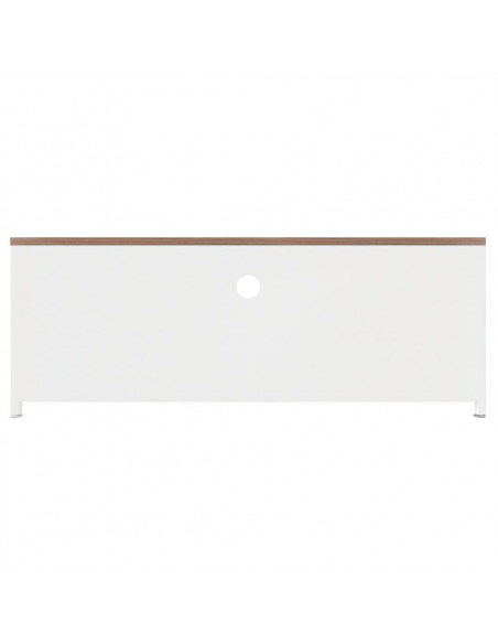 Mobile TV Bianco 110x30x40cm in Ferro e Legno Massello di Abete