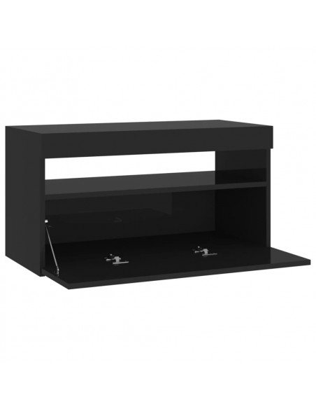 Mobile Porta TV con Luci LED Nero 75x35x40 cm