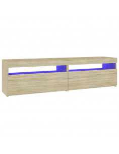 Mobili Porta TV con Luci LED 2 pz Rovere Sonoma 75x35x40 cm 2