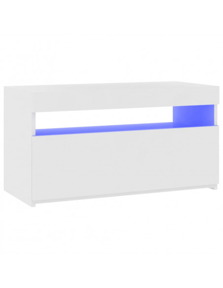 Mobile Porta TV con Luci LED Bianco Lucido 75x35x40 cm