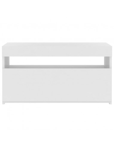 Mobile Porta TV con Luci LED Bianco Lucido 75x35x40 cm