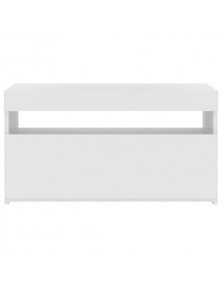 Mobile Porta TV con Luci LED Bianco Lucido 75x35x40 cm