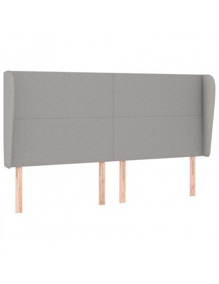 Testiera ad Orecchio Grigio Chiaro 203x23x118/128 cm in Tessuto