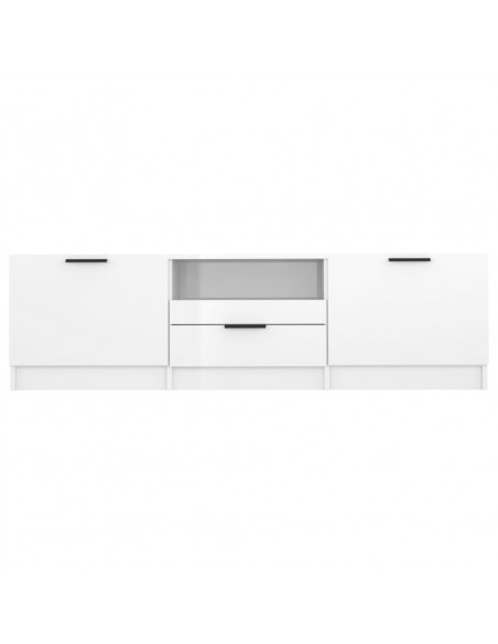 Mobile Porta TV Bianco Lucido 140x35x40 cm in Legno Multistrato
