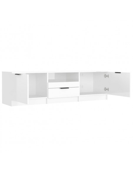 Mobile Porta TV Bianco Lucido 140x35x40 cm in Legno Multistrato