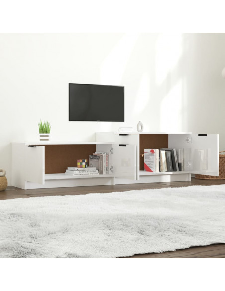 Mobile Porta TV Bianco Lucido 158,5x36x45 cm Legno Multistrato