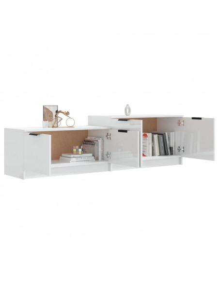 Mobile Porta TV Bianco Lucido 158,5x36x45 cm Legno Multistrato