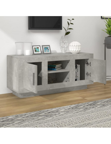 Mobile Porta TV Grigio Cemento 102x35x45cm in Legno Multistrato