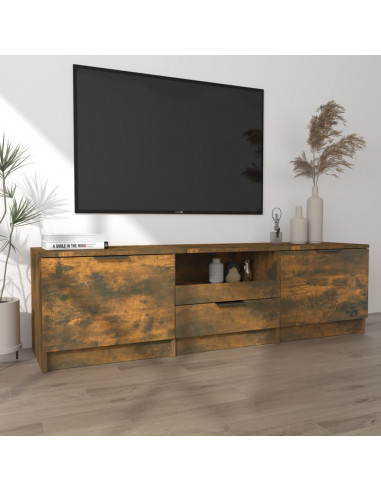 Mobile TV Rovere Fumo 140x35x40 cm in Legno Ingegnerizzato