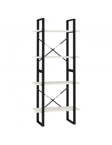 Libreria a 4 Ripiani Bianca 60x30x140 cm in Massello di Pino