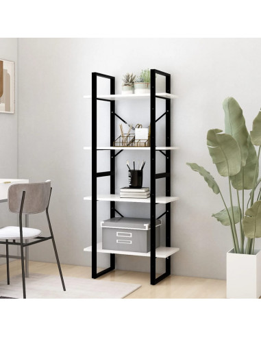 Libreria a 4 Ripiani Bianca 60x30x140 cm in Massello di Pino