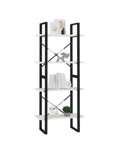 Libreria a 4 Ripiani Bianca 60x30x140 cm in Massello di Pino