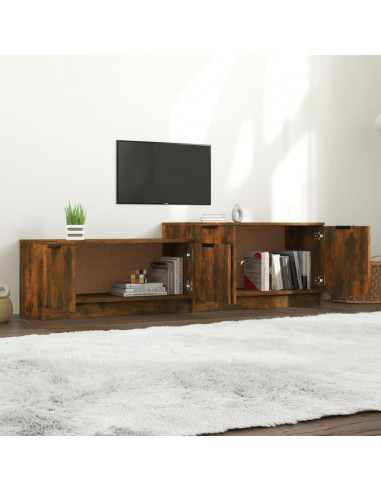 Mobile TV Rovere Fumo 158,5x36x45 cm in Legno Multistrato