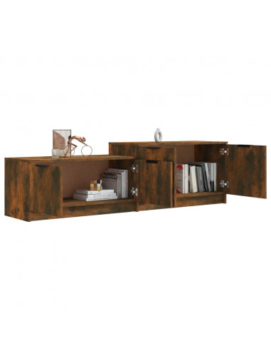 Mobile TV Rovere Fumo 158,5x36x45 cm in Legno Multistrato